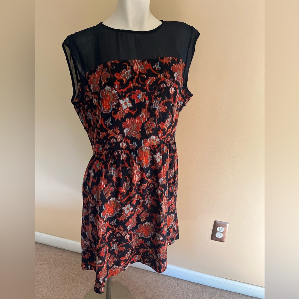 Maison Jules Floral and Mesh Dress
